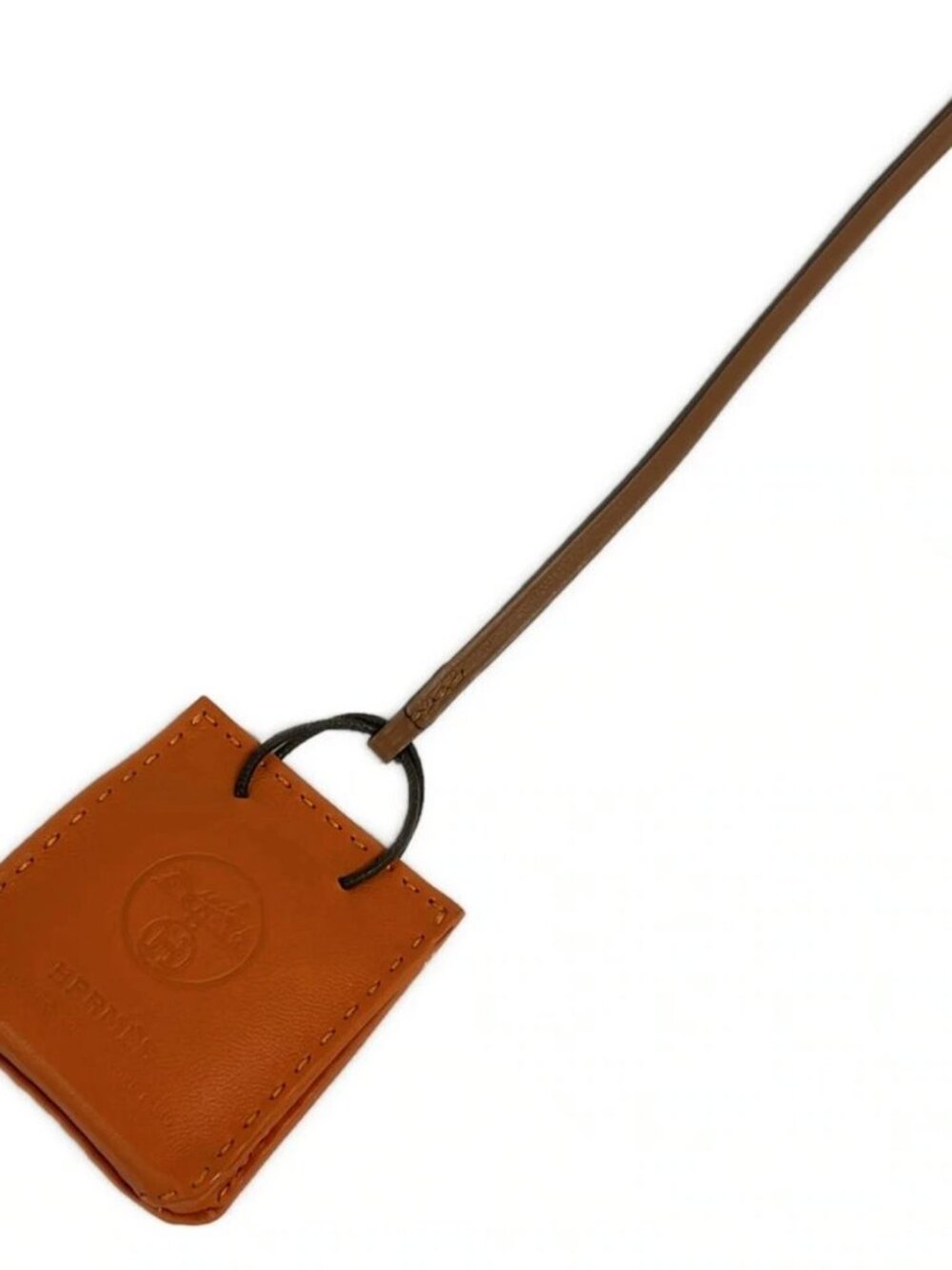 HERMES Sack Orange - Feu Gold Agneau Milo Veau Swift D Bag Charm - Picture 2 of 5